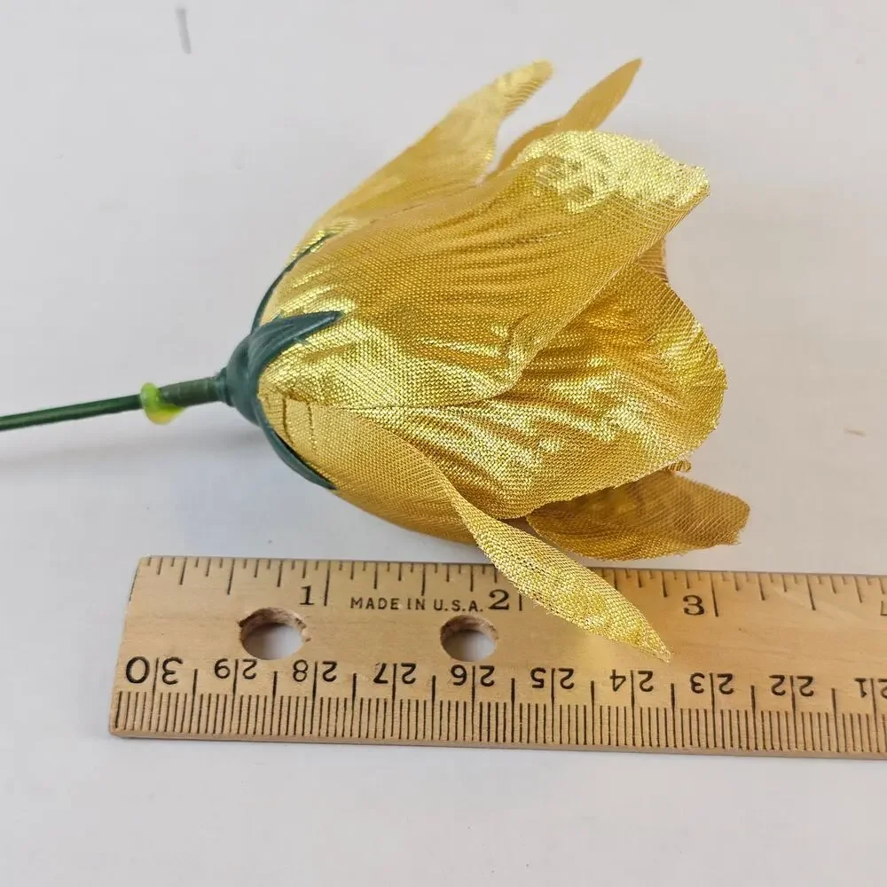 Gold Metallic Silk Roses 3